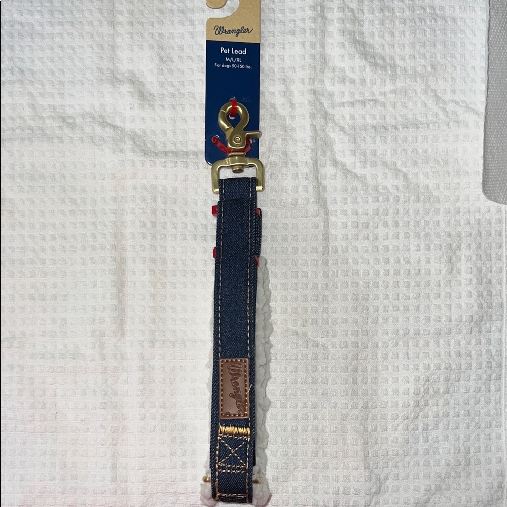 4 ft. Wrangler Dark Blue Denim Pet Leash with Gold Details